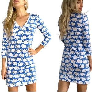 LILLY PULITZER‎ CHRISTIE DRESS IN TUSK IN THE SUN PRINT. BLUE AND WHITE XS